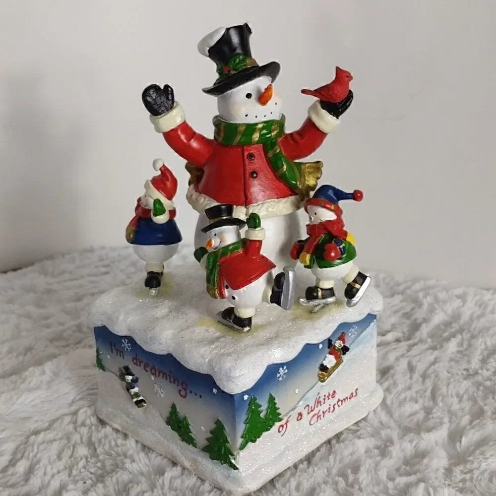 Musical Snowman Family Spinning Figurine